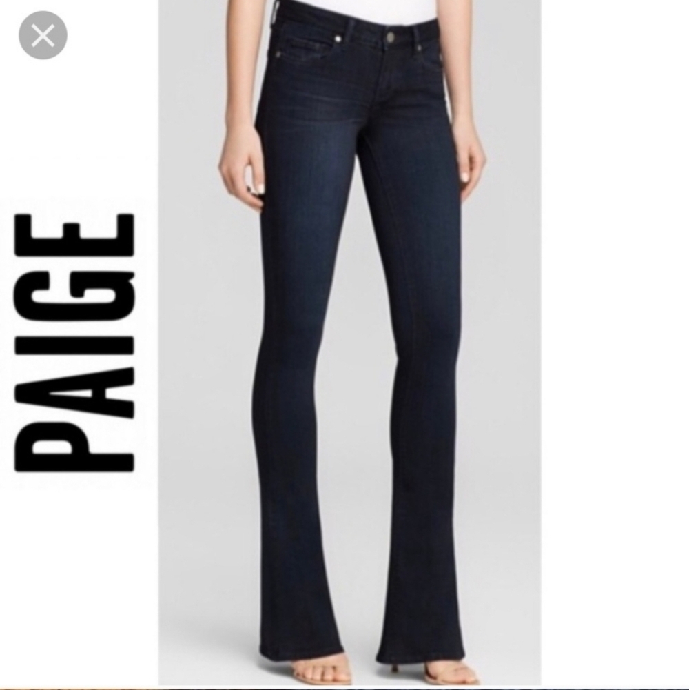 Paige Lou Lou Flare Jeans In Bradford Blue Size 26 Petite - Picture 2 of 16